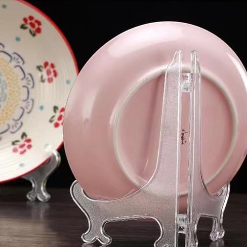 LonlyEagle 4 Pack 12 Inch Clear Plastic Easels or Stand/Plate Holders to Display Pictures or Other Items at Weddings, Plate Stands for Home Decoration, Birthday, Tables