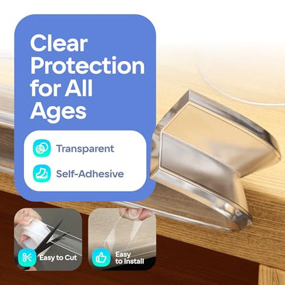 Furniture Edge and Corner Guards | 20.4ft Protective Clear PVC Cushion | 18ft Bumper 8 Adhesive Childsafe Corners | Baby Child Proofing Set NonToxic and Safe for Table, Glass, Countertop | Clear