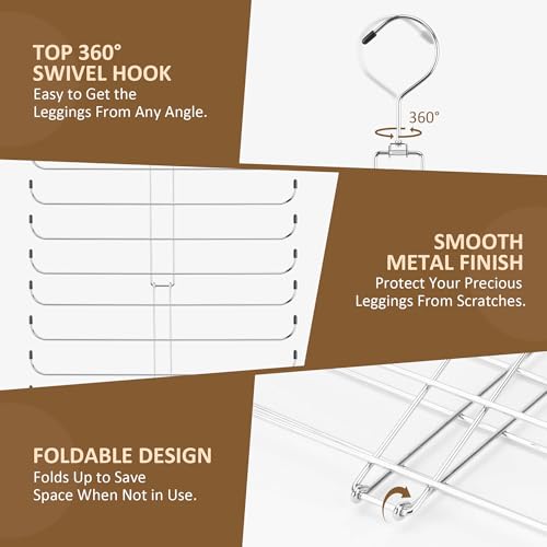2 Pack Legging Hanger, Legging Organizer for Closet | Sturdy Metal Yoga Pants Hanger for Women's XS-XL and Girls' Leggings, Holds Up to 40 Pairs, Hanging Space-Saving Storage Rack