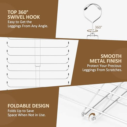 2 Pack Legging Hanger, Legging Organizer for Closet | Sturdy Metal Yoga Pants Hanger for Women's XS-XL and Girls' Leggings, Holds Up to 40 Pairs, Hanging Space-Saving Storage Rack