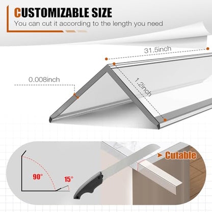 Magicheap 4 Pack Wall Corner Protector, 31.5in x 1.18in, Clear | Self Adhesive, Easy to Install, Corner Protectors for Walls, Edge Guard for Furniture Cabinet Shelf Drywall Baseboard Desk