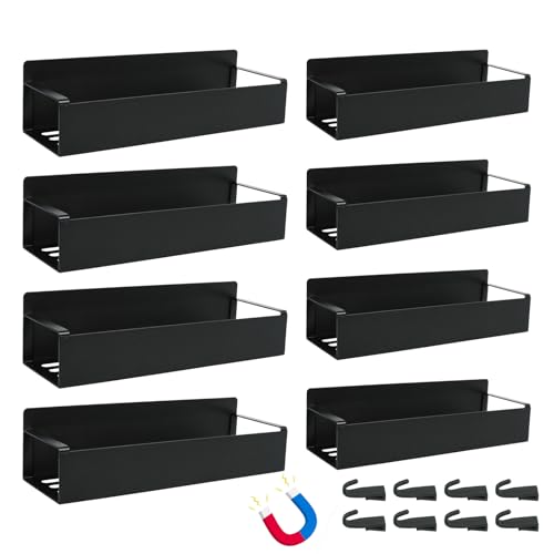 8 Pcs Magnetic Spray Can Holder Wall Mounted Magnet Toolbox Rack Spray Bottle Organizer Tool Box Storage Rack Mechanic Paint Can Holder for Home Garage Workspace (Black)