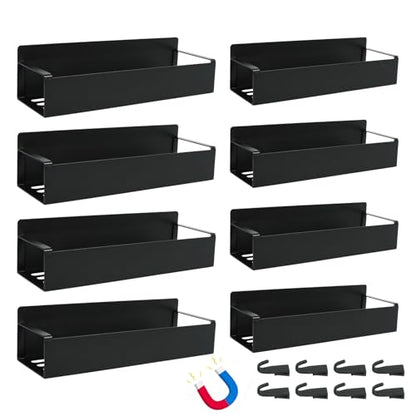 8 Pcs Magnetic Spray Can Holder Wall Mounted Magnet Toolbox Rack Spray Bottle Organizer Tool Box Storage Rack Mechanic Paint Can Holder for Home Garage Workspace (Black)