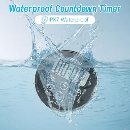 Digital Waterproof Shower Timer, Magnetic Bathroom Shower Clock | 99 Min 50 Sec Countdown, Count up, 12/24H Clock, Loud Alarm, Stand, Hanging Hole, Easy Operation, Child Friendly for Kitchen