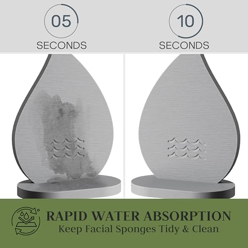 Facial Sponge Holder Compatibe with Buff-Puff Facial Sponge, Diatomite Water Absorbing Stone Drying Makeup Sponge Holder for Bathroom Counter