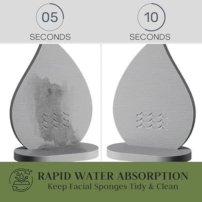 Facial Sponge Holder Compatibe with Buff-Puff Facial Sponge, Diatomite Water Absorbing Stone Drying Makeup Sponge Holder for Bathroom Counter