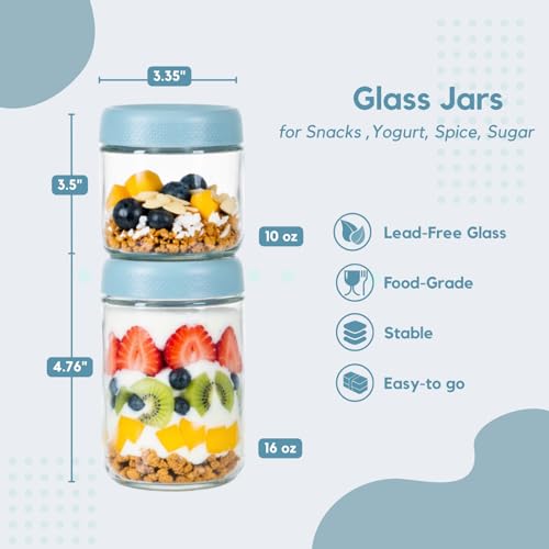Glass Meal Prep Jar Set, 8 Pack Overnight Oats Containers with Lids