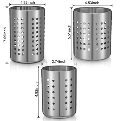 Metal Utensil Holder Set, Small SUS401 Steel Utens... (Silver | Stainless Steel)
