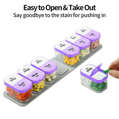 Daviky Large Pill Organizer 7 Day, Weekly XL Pill Box 2 Times a Day, Extra Big Medicine Case AM PM for Vitamins, Supplements and Medication