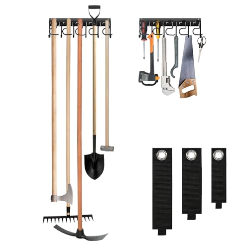 Metal Garage Tool Organizer Wall Mount, 2 Pack Gar... (Black | Alloy Steel)