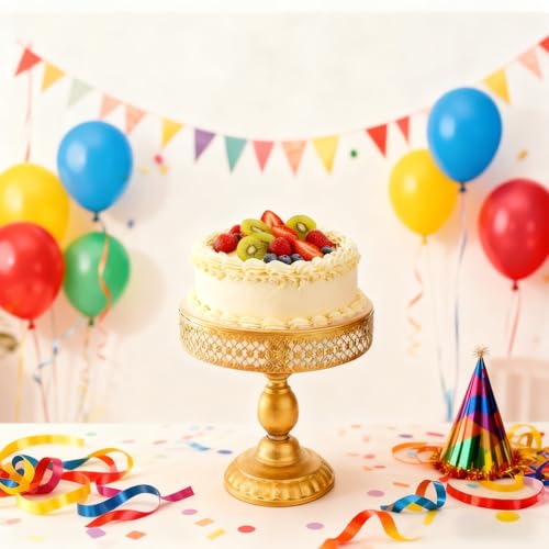Cake Stand Metal Wedding Cake Plate Vintage Gold Stand Round Dessert Stand | Metal Holder Dessert Display Rack Cake Plate Cupcake Stand for Baby Shower Wedding Birthday Anniversary Party Celebration