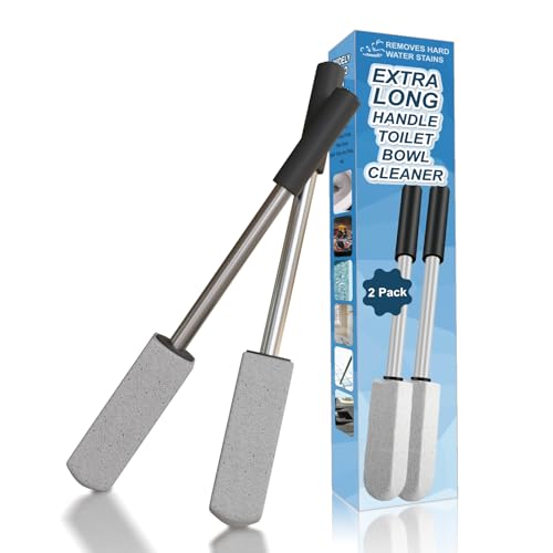 2 Pack Pumice Toilet Cleaner,16.14in Long Handle T... (5 Count | Black+grey)
