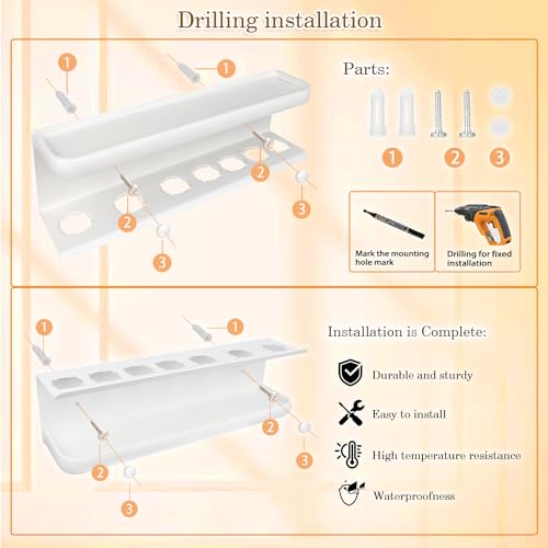 Airwrap Storage Holder Compatible with Dyson Airwrap Curling Iron Wall Mounted Storage Rack Holder for Home Organizer (with Comb) White