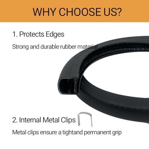 U-Shape Edge Banding - Fits 1/2" Edge, Rubber Trim for Sharp/Rough Surfaces, Veneer, Sheet Metal, Tables, Cars, Trucks, Boats & More - 5FT