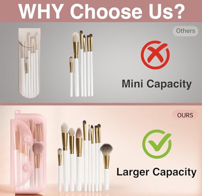 2-In-1 Magnetic Silicone Makeup Brush and Sponge Case Khaki | Travel Beauty Organizer, Quick Drying Ventilation Holes, Dustproof Magnetic Storage, Fits Handbags and Suitcases