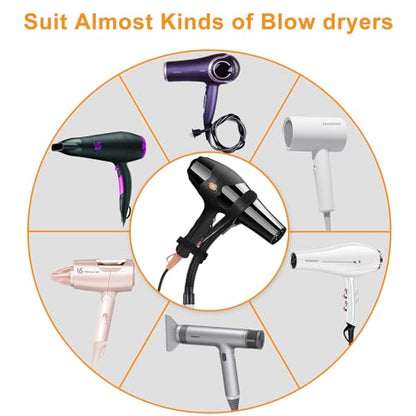 Erytlly Hair Dryer Stand Hands Free 360-Degree Rotating 2 Heads Adjustable Height Metal Hair Dryer Holder Blow Dryer Holder About for 0.5kg Hair Dryer in Bathroom, Vanity, Makeup Room