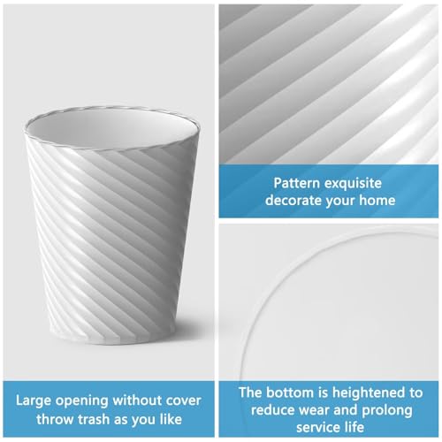 Lysam Bathroom Trash Can 3 Pack, 1.8 Gallon Small Trash Can with Trash Bags | Garbage Can for Bedroom Living Room, Open-Top|Sturdy Bin Indoor, Round Waste Basket for Office|Studio, Compact Spaces (White)