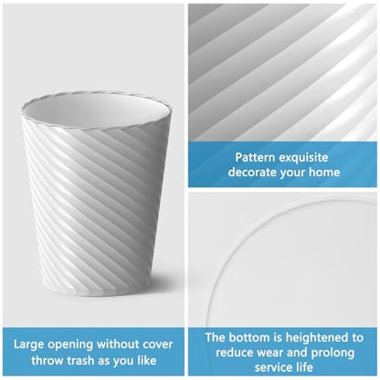 Lysam Bathroom Trash Can 3 Pack, 1.8 Gallon Small Trash Can with Trash Bags | Garbage Can for Bedroom Living Room, Open-Top|Sturdy Bin Indoor, Round Waste Basket for Office|Studio, Compact Spaces (White)
