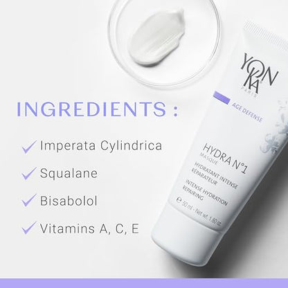 Yonka Hydra No. 1 Masque, Hydrating Face Mask | with Vitamin C and Aloe Vera, Overnight Anti-Aging Treatment, For Normal to Dry Skin, Paraben-Free, 1.80 oz