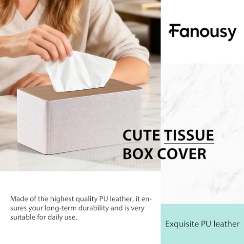 Larger Tissue Box Cover, Modern PU Leather Rectangular Facial Tissue Holder | Minimalist Tissue Organizer/Dispenser, Napkin Storage Box for Bathroom,Vanity Countertop, Nightstand, Office, Home Decor