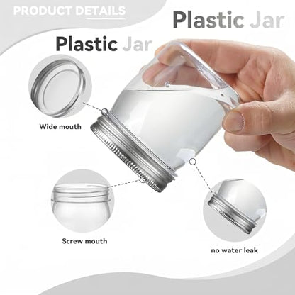 novelinks 8 oz Plastic Mason Jars and Clear Plastic Jars with Lids 8 oz