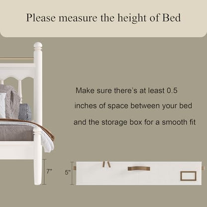 Under Bed Storage, Under Bed Storage Containers Bins for Clothes, Large Linen Underbed Closet Organization Bins, 2 Pack Collapsible Underbed Bin Dorm for Clothes, Sweater, Beige