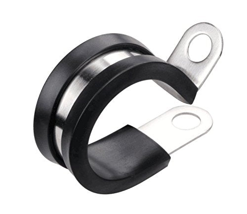 20 Pack 1 Inch Stainless Steel Cable Clamp, Rubber... (Black,metallic | Stainless Steel)
