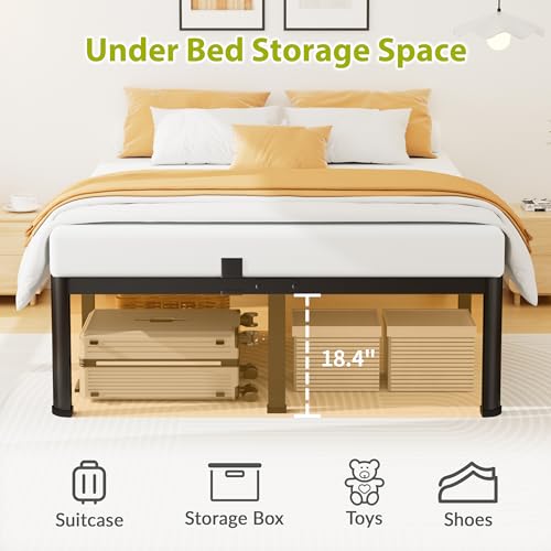 20 Inch Queen Size Metal Platform Bed Frame with Round Corners Leg