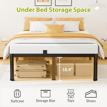 20 Inch Queen Size Metal Platform Bed Frame with Round Corners Leg