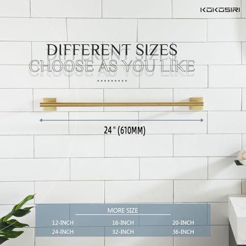 KOKOSIRI Bathroom Towel Bar Bath Towel Holders for Toilet Kitchen Cabinet Wall Mount 24 Inch Brushed Gold Stainless Steel B4005BG-L24