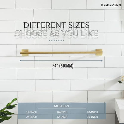 KOKOSIRI Bathroom Towel Bar Bath Towel Holders for Toilet Kitchen Cabinet Wall Mount 24 Inch Brushed Gold Stainless Steel B4005BG-L24