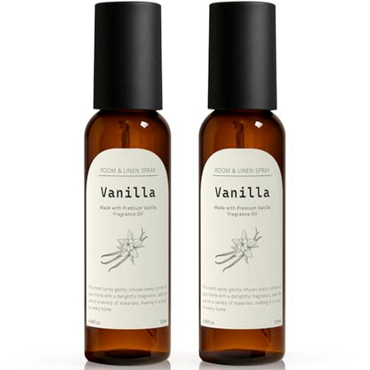 Vanilla Fragrance Room Spray, Long-Lasting Room Freshener for Home, Bathroom and Kitchen, Air Freshener Spray, Odor Eliminator, 2 x 4.06 fl oz