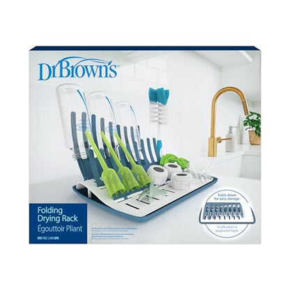 Dr. Brown's Folding Baby Bottle Drying Rack for Easy Storage - Dry Nipples, Pacifiers and Other Baby Essentials, BPA Free