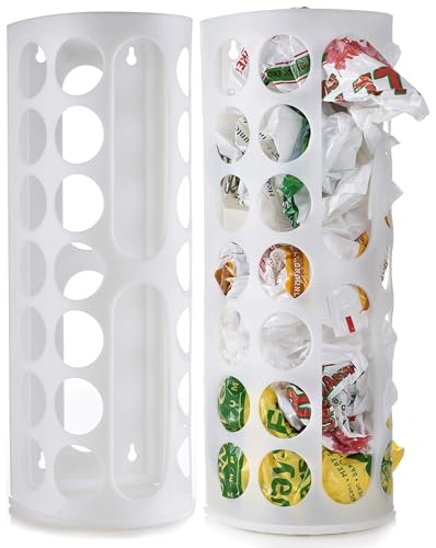 Handy Laundry Grocery Bag Storage Holder, Large Bag Dispenser, Neatly Store Plastic Shopping Bags & Keep them Handy for Reuse, Access Holes Make Adding or Retrieving Bags Simple & Convenient, (2-Pack)