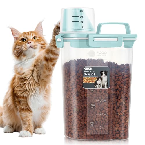 Dog Cat Food Storage Container with Cup (Dry Blue,... (Light Blue)