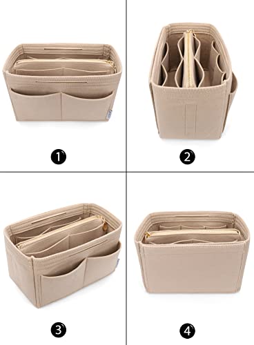 LEXSION Felt Purse Organizer Insert, Tote Bag Shaper Dividers with 5 Sizes | LEXSION Felt Purse Bag Organizer Insert with zipper Bag Tote Shaper Fit Speedy Neverful PM MM