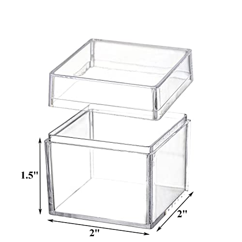 Okllen 36 Pack Acrylic Boxes with Lid, Clear Square Cubes Treat Gift Boxes Candy Storage Container for Candy, Little Trinkets, Jewelry, Party Favor, 2''x2''x2''/5x5x5CM