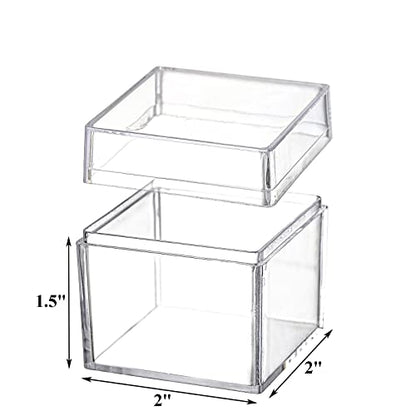 Okllen 36 Pack Acrylic Boxes with Lid, Clear Square Cubes Treat Gift Boxes Candy Storage Container for Candy, Little Trinkets, Jewelry, Party Favor, 2''x2''x2''/5x5x5CM