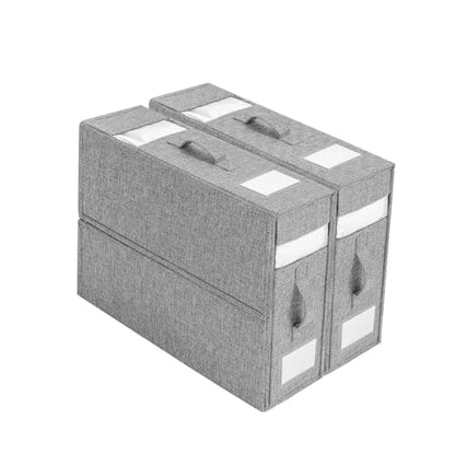 Linen Closet Organizer with Visible Window - Sheet, Blanket, Duvet & Pillowcase Folding Storage (Gray)