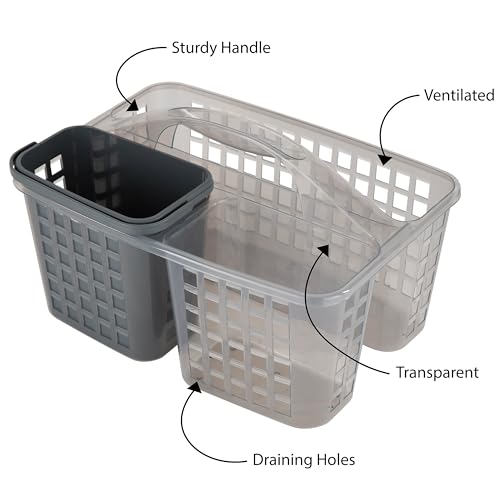 Bath Bliss 2 in 1 Portable, Bathroom Shower Caddy for Shampoo, Conditioner, Soap, and Cosmetics, in Grey Bath Tote (26118-GREY)
