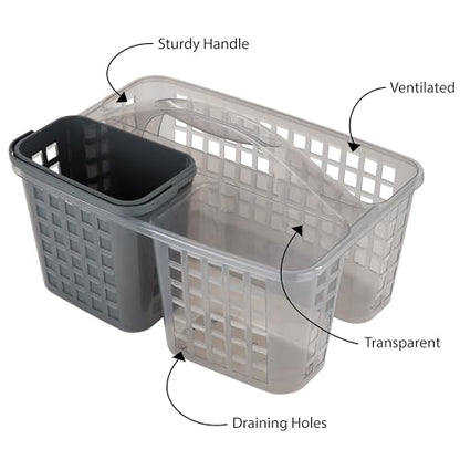 Bath Bliss 2 in 1 Portable, Bathroom Shower Caddy for Shampoo, Conditioner, Soap, and Cosmetics, in Grey Bath Tote (26118-GREY)