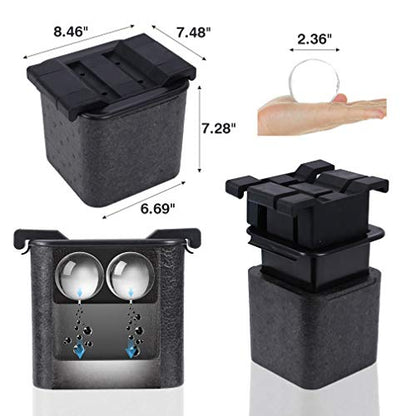 Crystal Clear Ice Ball Maker, 4 Cavity Large Clear Ice Balls Form, 2.5” Round Ice Sphere Trays for Whiskey, Cocktail, Brandy, Bourbon