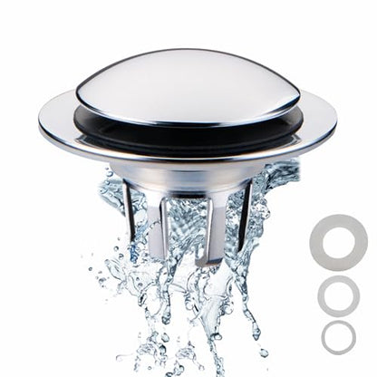 WELSAN Chrome Plated Bathroom Sink Drain Stopper 1 1/8"-1 1/2" Bath Drain | Bathroom Sink Stopper Replacement, Universal Pop-Up Drain Stopper Plug Strainer with Hair Catcher, Anti-Clogging Design