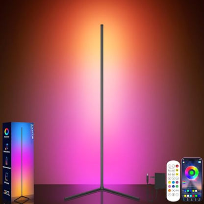 Tyute LED Corner Floor Lamp, 68+ Scenes, 16 Million Colors Corner Light with App & Remote Control, Smart RGB Ambient Lighting with Music Sync, Mood Lighting for Bedroom, Living Room, Gaming Room