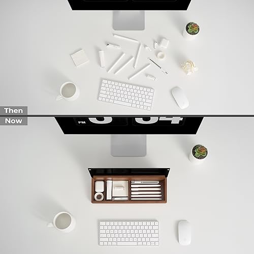 Desktop Black Glass Dry Erase Board with Wood Orga... (Black | Tempered Glass)