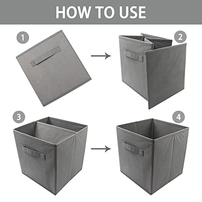 storage bins collapsible storage bins,cube storage organizer (Pack of 6) 9*7.5*7.5inch,For home and office Collapsible Closet Shelf Organizers, Drawer Organizers (Grey)