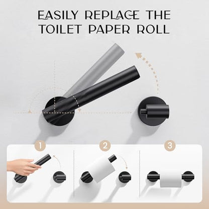 Day Moon™ Matte Black Toilet Paper Holder Wall Mount - Pivoting Modern Roll Holder for Bathroom