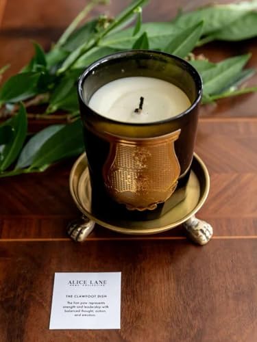 Round Clawfoot Dish Small Gold Candle and Jewelry Display Tray | Perfume, Cosmetics, Coffee Table, Vanity, Ring Holder, Key Catchall, Entryway, Bedroom, Bathroom and Home Decor Accent