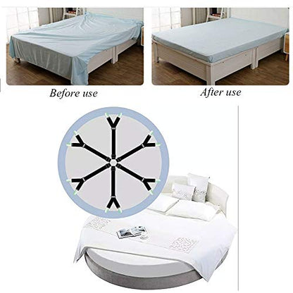 2Pack Bed Sheet Straps,Adjustable Elastic Fitted Sheet Straps, Crisscross Bed Sheet Fasteners Suspenders, Bed Sheet Holder Straps Fit Round and Square Mattresse(2Pcs/Set Black)