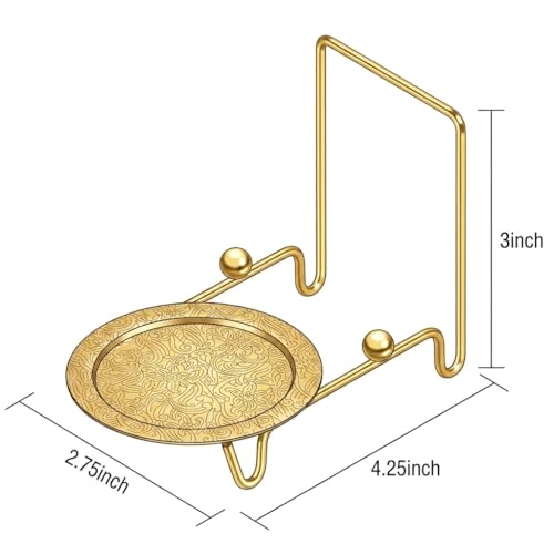 HOHIYA Gold Tea Cup and Saucer Display Stand 6 Cup Holder Rack | Elegant gold tabletop stand displays china cups, saucers, mugs and plates for tea parties, kitchens and coffee bars.